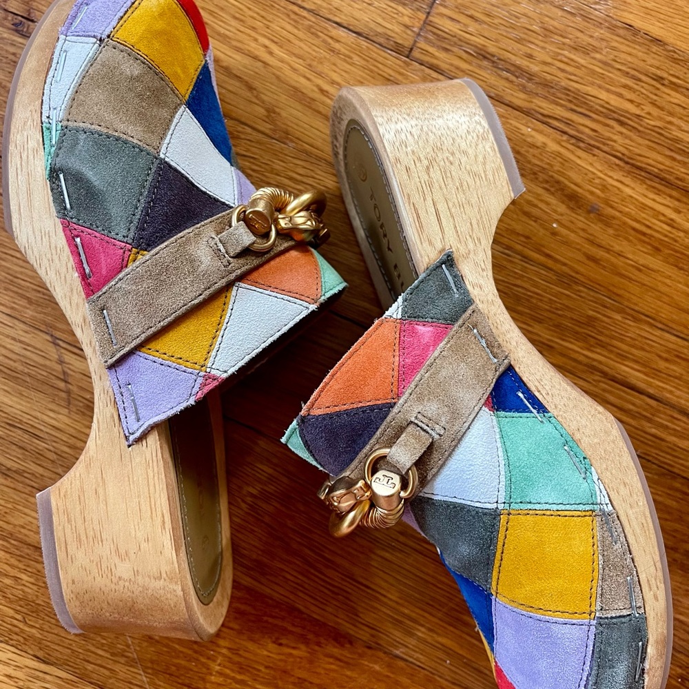 Tory Burch Jessa Patchwork Clogs size 6